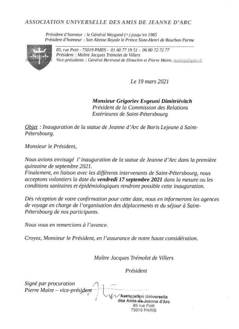 Point de situation pour l'inauguration de la statue de Jeanne d'Arc à